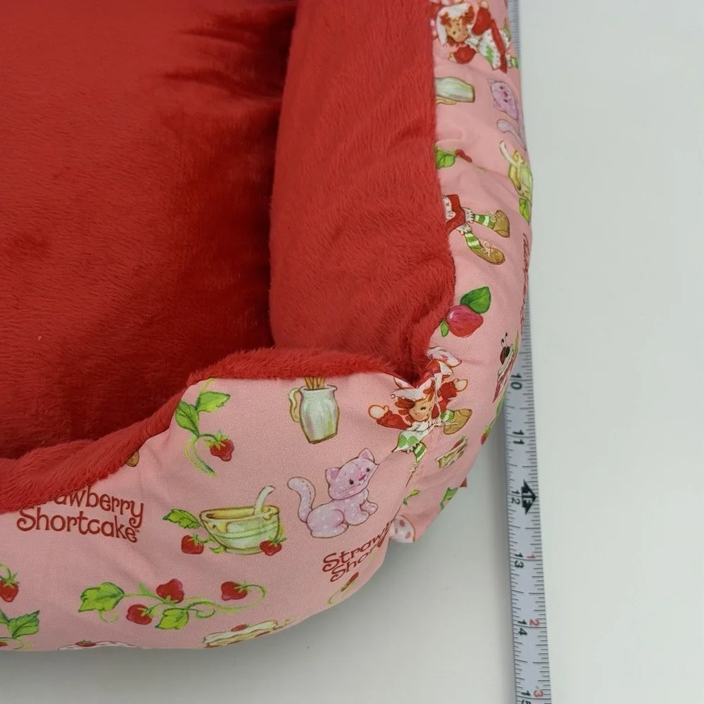 Strawberry Shortcake Pink Plush Nesting Dog Bed Machine Washable